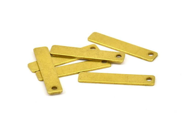 Tiny Rectangle Bar, 30 Raw Brass Rectangle Stamping Blanks with 1 Hole, Necklace Finding (25x5x0.80mm) U027