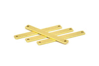 Tiny Rectangle Bar, 24 Raw Brass Rectangle Stamping Blanks with 2 Holes, Necklace Finding (40x5x0.80mm) U033