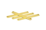 Tiny Rectangle Bar, 24 Raw Brass Rectangle Stamping Blanks with 2 Holes, Necklace Finding (40x5x0.80mm) U033