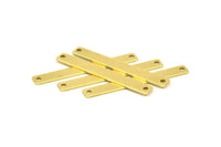 Tiny Rectangle Bar, 24 Raw Brass Rectangle Stamping Blanks with 2 Holes, Necklace Finding (40x5x0.80mm) U033