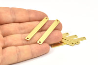 Tiny Rectangle Bar, 24 Raw Brass Rectangle Stamping Blanks with 2 Holes, Necklace Finding (40x5x0.80mm) U033