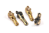 Bird Skull Charm, 2 Solid Bronze and Oxidized Bronze Bird Skull Pendants with 1 Loop (30x10x8mm) N0347