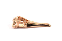 Bird Skull Charm, 1 Rose Gold Plated Brass Bird Skull Necklace Pendants white 1 Loop (34x10x9mm) N487