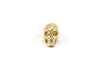 Gold Skull Head, 1 Gold Plated Brass Skull Head Bracelet Part (19x11x12.5mm) N426