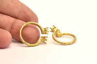 Adjustable Ring Settings - 4 Raw Brass 4 Claw Ring Blanks - Pad Size 4mm N327