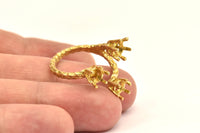 Adjustable Ring Settings - 2 Raw Brass 6 Claw Ring Blanks - Pad Size 5mm N0322