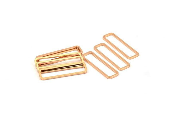 Rose Gold Rectangle Connector, 12 Rose Gold Plated Brass Open Rectangle Connectors (7.5x26x1mm) D0166 Q0097
