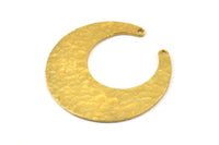 Hammered Moon Crescent Charm, 2 Raw Brass Hammered Moons with 2 Holes Pendant (37x13x3mm) N0475