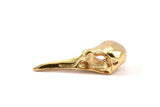 Gold Bird Skull, 1 Gold Plated Brass Bird Skull Necklace Pendants (32x11x10mm) N0492 Q0105