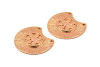 Floral  Pendant, 2 Rose Gold Plated Brass Semi Circle Pendant with 2 Holes (28x25mm) N0391 Q0023