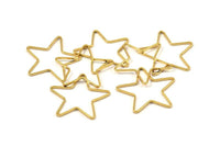 Gold Star Charm, 150 Gold Plated Brass Open Star Charms (24x0.8x0.6mm) BS 1078 Q0080