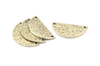 Hammered Half Moon, 2 Hammered Antique Silver Plated Brass Semi Circle Blanks with 2 Holes (30x15x1.2mm) N390