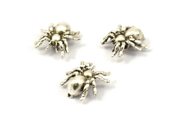 Spider Prong Setting, 6 Antique Silver Plated Brass Spider Setting Bases (14x13mm) N353