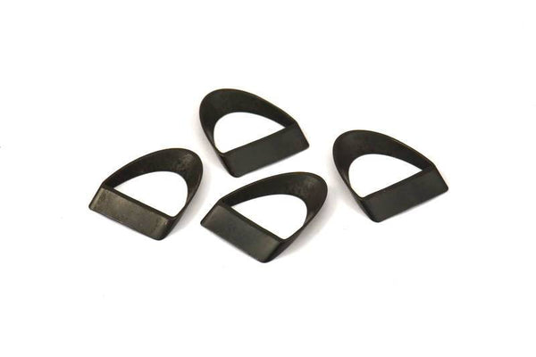 Black Half Circle - 24 Oxidized Brass Semi Circle Thick Cut Connectors (19.5x15x4.5x2x0.4mm) D0087 S532
