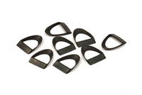 Black Half Circle - 48 Oxidized Brass Semi Circle Thick Cut Connectors (19.5x15x4.5x2x0.4mm) D0087 S532