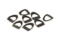 Black Half Circle - 24 Oxidized Brass Semi Circle Thick Cut Connectors (19.5x15x4.5x2x0.4mm) D0087 S532