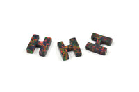 Opal H Letter - Snythetic Opal Initial Letter (10x9x2.50mm) F082
