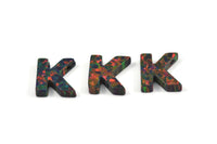 Opal K Letter - Synthetic Opal Initial Letter (10x9x2.50mm) F060