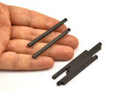 Black Necklace Bar, 12 Oxidized Brass Bars, Necklace, Earring Findings (3x3x50mm) D0244 S581