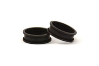 Black Channel Ring - 10 Oxidized Brass Channel Ring Settings (16mm) N0476 S584