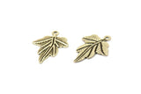 Ginkgo Leaf Pendant, 50 Antique Silver Plated Brass Leaf Charms (26x25mm) Y324 H078