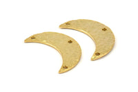 Hammered Moon Crescent Charm, 2 Gold Plated Brass Hammered Moons with 3 Holes Pendant (25x9x1.2mm) N0386 Q0060