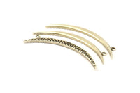 Brass Crescent, 2 Antique Silver Plated Brass Textured Wide Crescent Moon Necklace Pendants, Charms (62x4.5x2.7mm) N0170 H0064