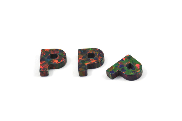 Opal P Letter - Snythetic Opal Initial Letter (10x8x2.50mm) F019