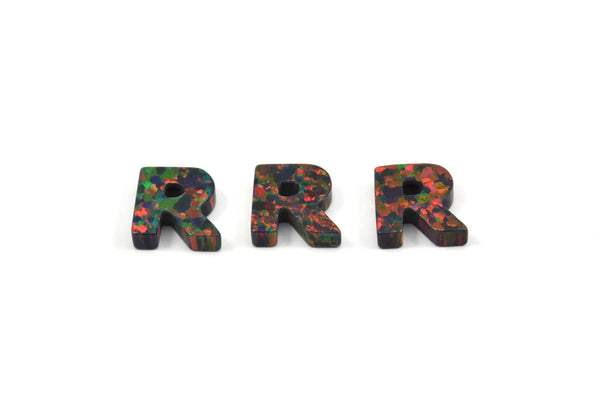 Opal R Letter - Snythetic Opal Initial Letter (10x9.50x2.50mm) F037