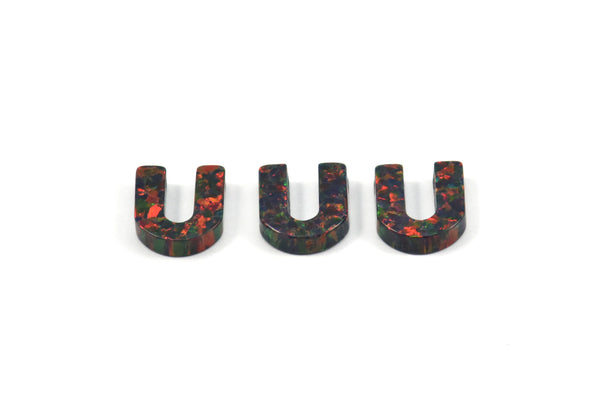 Opal U Letter - Snythetic Opal Initial Letter (10x9x2.50mm) F020