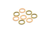Rose Gold / Antique Brass Rings, 24 Rose Gold Plated - Antique Brass Round Rings, Charms (8mm) b0117 Q0036