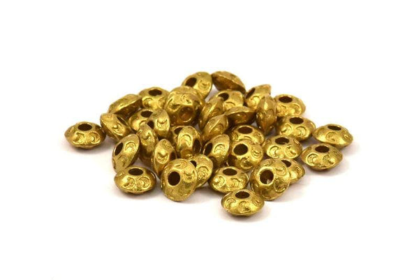 Tiny Brass Beads, 24 Raw Brass Beads (7mm) N528