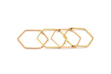 Rose Gold / Gold Hexagon Ring  Charm, 12 Rose Gold Plated - Gold Plated Hexagon Shaped Ring Charms (22x0.6x0.9mm) BS 1205 Q0015