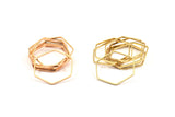 Rose Gold / Gold Hexagon Ring  Charm, 24 Rose Gold Plated - Gold Plated Hexagon Shaped Ring Charms (22x0.6x1mm) BS 1205 Q0015