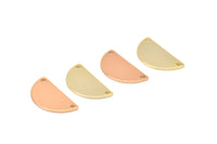 Rose Gold / Gold Circle Blank, 6 Rose Gold Plated - Gold Plated  Brass Semi Circle Blanks with 2 Holes (25x12.5x0.80) A0877 Q0018