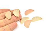 Rose Gold / Gold Circle Blank, 6 Rose Gold Plated - Gold Plated  Brass Semi Circle Blanks with 2 Holes (25x12.5x0.80) A0877 Q0018