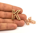 Rose Gold K Letter, 2 Rose Gold Plated K Letter, Initials, Uppercase, Letter Initial Pendant for Personalised Necklaces