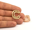Rose Gold C Letter, 2 Rose Gold Plated C Letter, Initials, Uppercase, Letter Initial Pendant for Personalised Necklaces