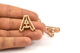 Rose Gold A Letter, 2 Rose Gold Plated A Letter, Initials, Uppercase, Letter Initial Pendant for Personalised Necklaces