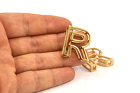 Gold R Letter, 2 Gold Plated R Letter, Initials, Uppercase, Letter Initial Pendant for Personalised Necklaces