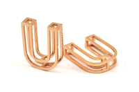 Rose Gold U Letter, 2 Rose Gold Plated U Letter, Initials, Uppercase, Letter Initial Pendant for Personalised Necklaces