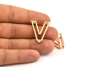 Rose Gold V Letter, 2 Rose Gold Plated V Letter, Initials, Uppercase, Letter Initial Pendant for Personalised Necklaces