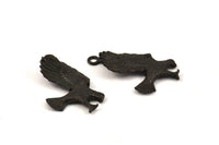 Black Eagle Charm, 2 Oxidized Brass Eagle Necklace Pendants, (33x19mm) N0277 S384