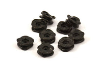 Wavy Spacer Bead, 8 Oxidized Brass Double Wave Rondelle Beads, Findings (13x5mm) N0275 S585