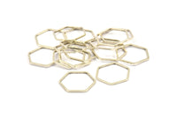 Silver Hexagon Rings, 25 Antique Silver Plated Brass Hexagon Connectors (16x0.80mm) Bs-1165