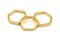 Gold Hexagon Connector, 8 Gold Plated Brass Hexagon Connector Rings (22x2x2mm) D0135 Q0002