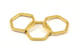 Gold Hexagon Connector, 4 Gold Plated Brass Hexagon Connector Rings (22x2x2mm) D135