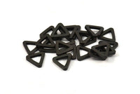 Black Triangle Charm - 12 Oxidized Brass Triangle Charms (14x2mm) D0018 S526