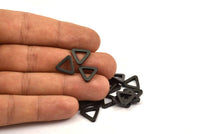 Black Triangle Charm - 12 Oxidized Brass Triangle Charms (14x2mm) D0018 S526