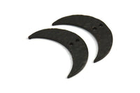 Black Moon Pendant, 2 Oxidized Brass Hammered Moons with 2 Holes (30x8x1.2mm) N0387 S431